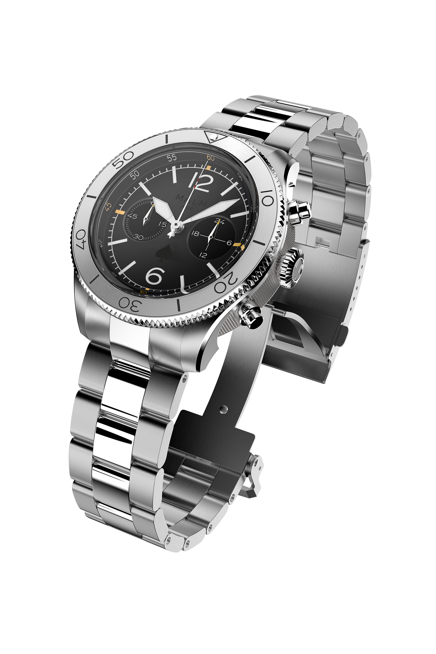 NEW - ACE Black Silver Chronograph 44 Ltd.