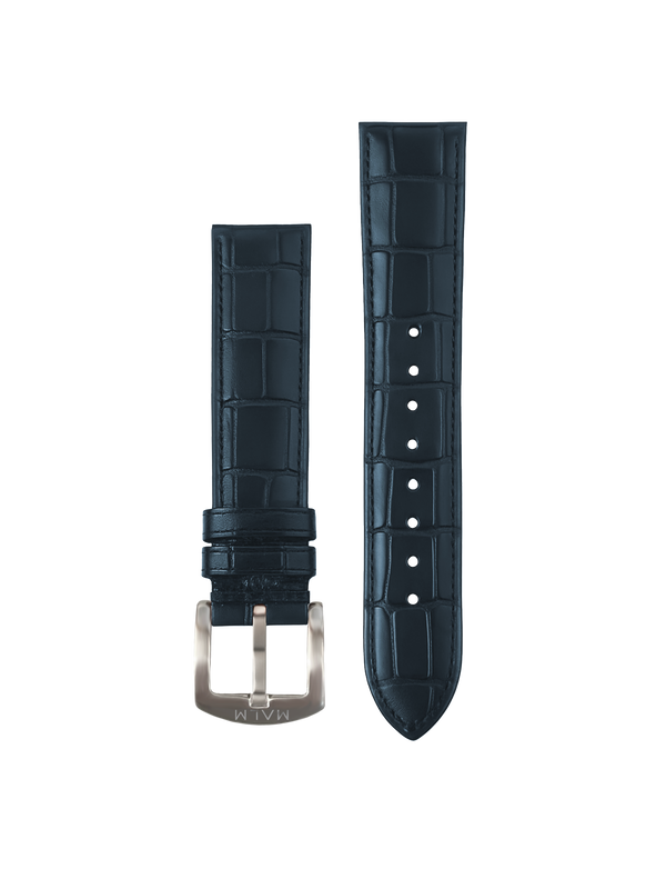 Blue Croco Leather Strap 20 mm