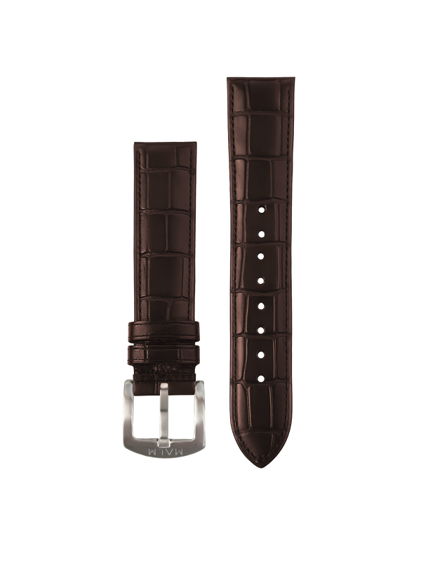 Brown Croco Leather Strap 20 mm