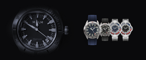 Frogdiver collection dykklocka med djupmätare från malm watches svart och blå urtavla med silverlänk armband och blått och svart gummi strap