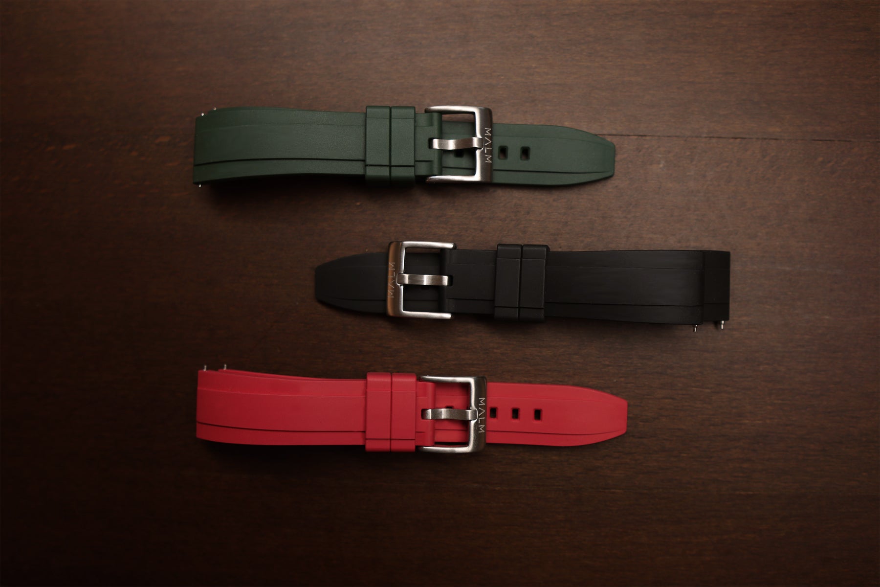 green black and red rubber straps